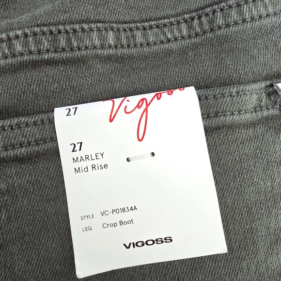 Vigoss Mid Rise Crop Bootcut Jeans Y2K Size 27 Olive Green NWT - Picture 7 of 7